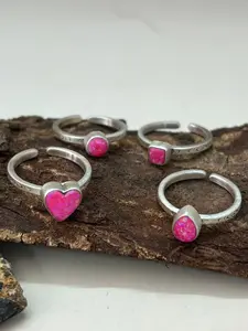 Handmade Sterling Silver Hot Pink Adjustable Ring "Signed Nizhoni"