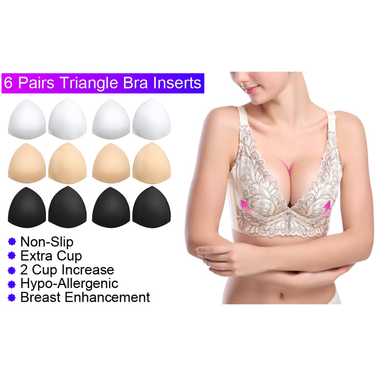 Bra Pads Inserts 6 Pairs Removable Breast Enhancers in White Beige and Black Colors for Women's Bra Cups Versatile Styling Options