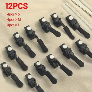 12-Piece Quick-Replacement Zipper Repair Kit, Including 4 Small, 4 Medium & 4 Large Zipper Sliders, Suitable for Clothing, Suitcases, Backpacks & More
