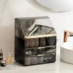 Clear Makeup Storage Box with Lid, 1 Count Acrylic Makeup Skin Care Product Organizer Case, Makeup Organizer, Essential Beauty Organizing Tool for Bathroom Countertops