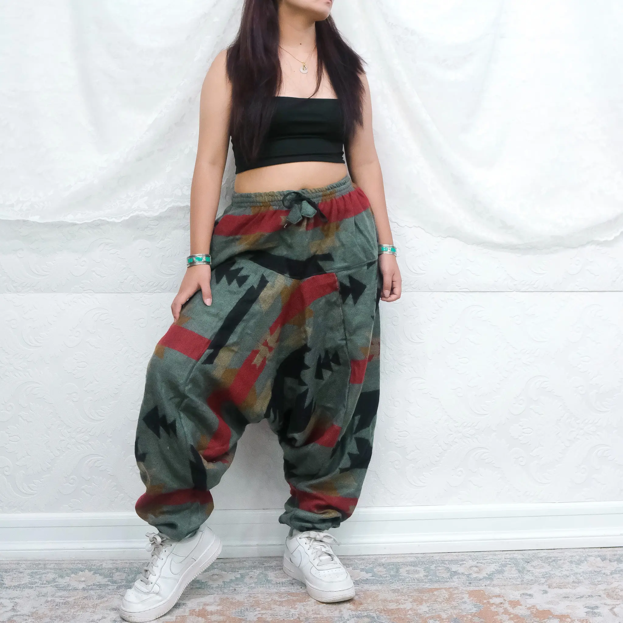 Handmade Multi print Wool Blend Pant, Wool Harem Pants from Nepal,  Non Itchy Pants for Winter, Warm Winter Pants, Winter Clothing, Hippie Style, Non Itchy Winter Joggers