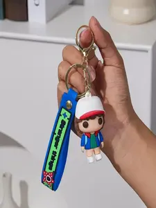 Stranger Things 3D PVC Keychain with Wristlet Strap, Cute Eleven/dustin/barb & Demogorgon Pendant, Bag Charm for Fans, All Seasons Accessory