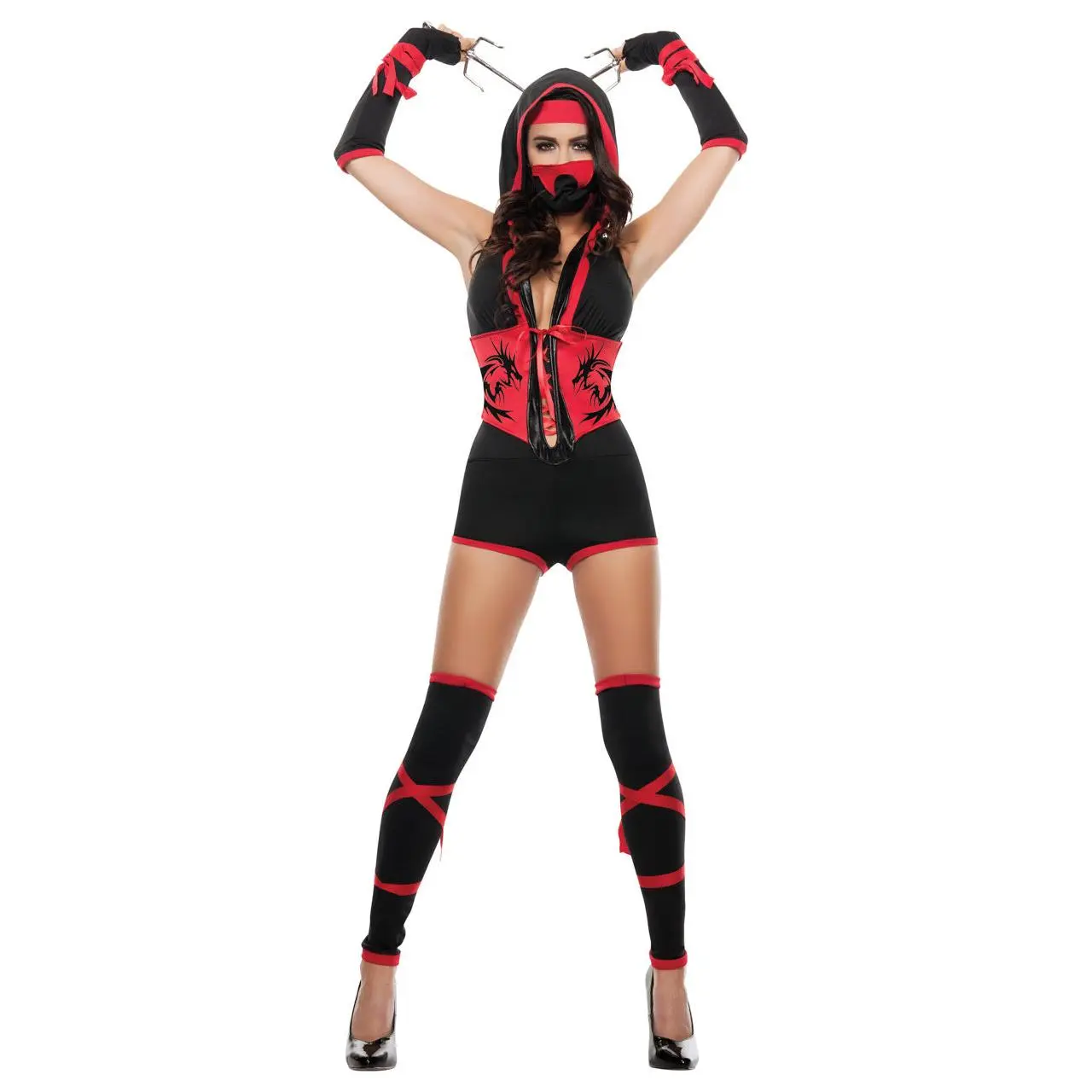 Red Dragon Hooded Ninja Costume
