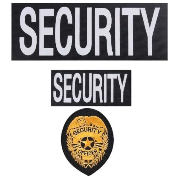 Rothco Security Patches & Officer Badge Set - Adult, Cotton, 2 Sizes, 2.5in x 5.75in, High-Visibility Black & White, ISO-Certified Durable Polyester, All-Weather, Long-Lasting Performance, Hook Back Attachment