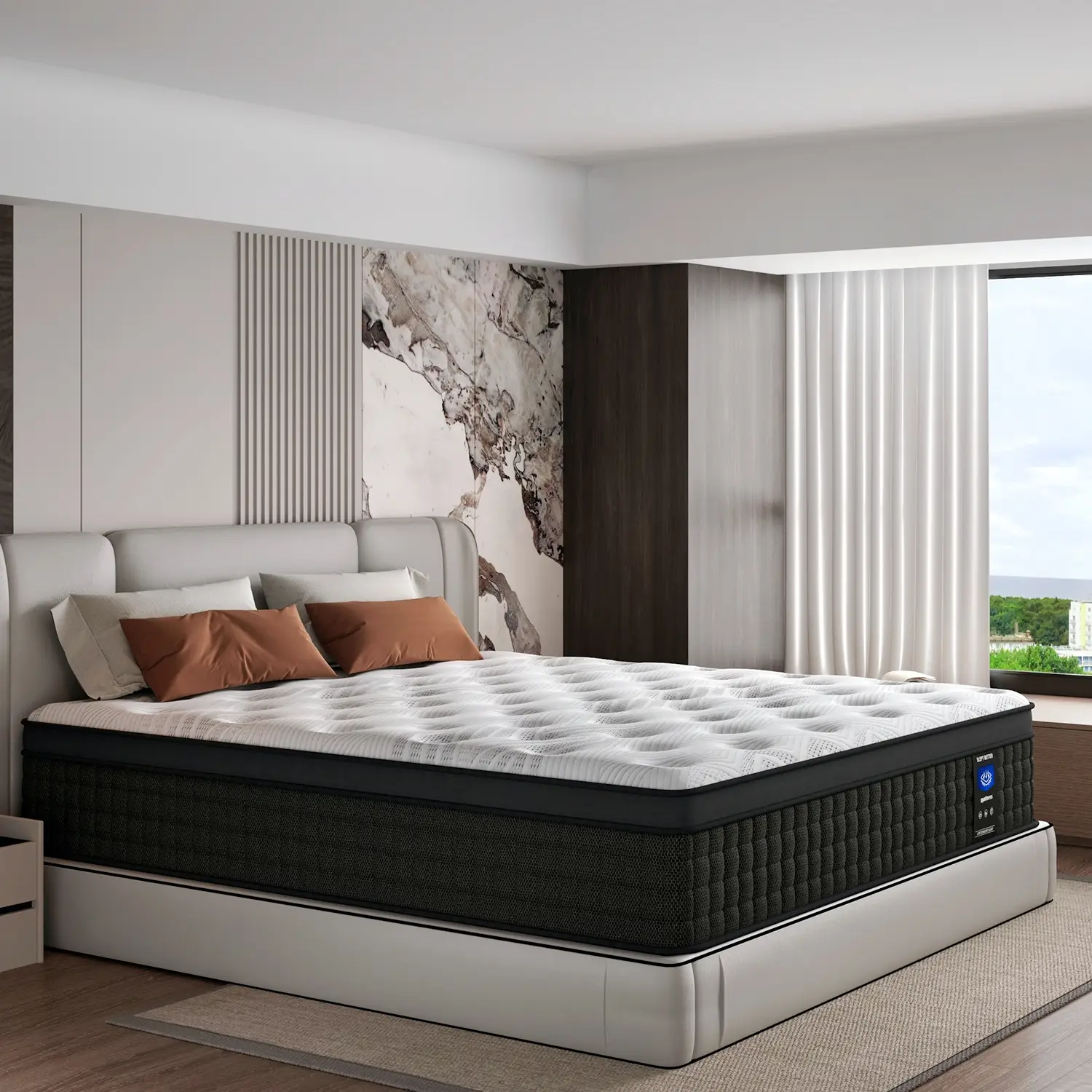 12inch Twin Full Queen King Hybrid Spring Mattress in a Box Medium Firm Pressure Relief Spine Soothing For All Ages CertiPUR-US Certified