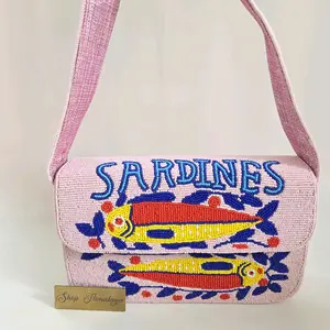Sardine Beaded Shoulder Bag - TikTok Viral Tomato Girl Aesthetic Purse, Perfect Summer Vacation Statement Bag