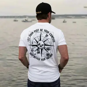FEEGO Let Your Past Be Your Compass But Naver Your Anchor Printed Short-sleeved T-shirt Black Gooner jurassic world white john cena gift idea graphic tee t-shirt wwe tee god
