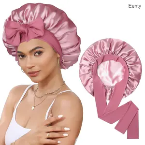 Eenty Double Layer Silk Bonnet for Haircare - Soft& Practical Sleeping cap with Elastic Tie Bandfor Curly & Natural Hair Mother's Day Gift