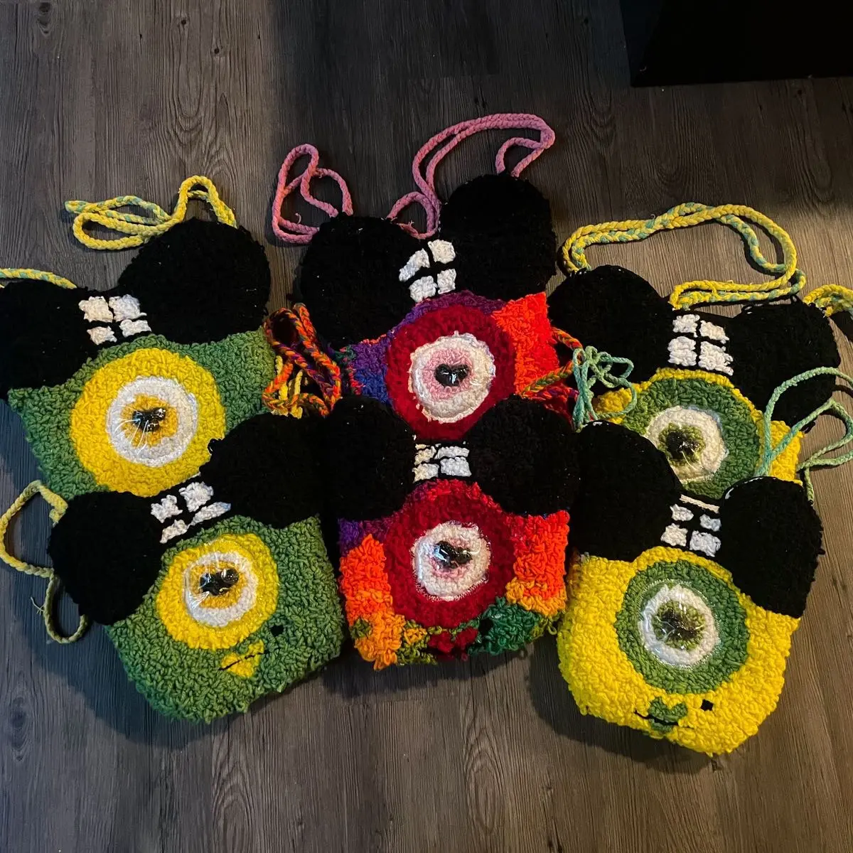 “The Vision”- Punch Needle Backpack Purse: Mini Rasta (Yellow)