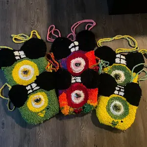 “The Vision”- Punch Needle Backpack Purse: Mini Rasta (Yellow)