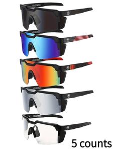 5 Pairs Plain PC Frame Sun Glasses, Casual Outdoor Cycling Bike Eyewear, All-Season Decorative Sunglasses for Spring Travel