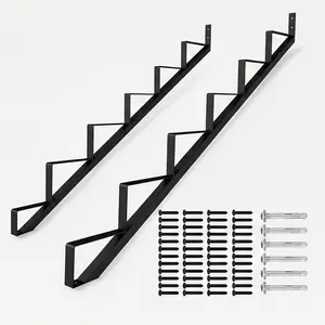 ARCH Steel Stair Riser 6 Step Stair Stringer for Deck Height 50in, Powder Coated Black Metal Outdoor Step Riser, 2pcs Stair Stringers for Hot Tub, Porch, Backyard, Courtyard, 500lbs Load Capacity, Easy Install Pre-Drilled Holes, Black Color Options