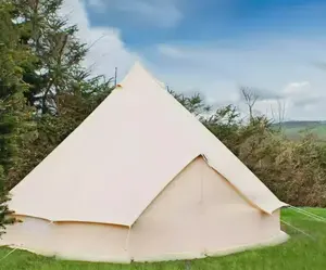 New outdoor light luxury yurt camping comfort clock tent White Oxford cloth thickened waterproof sunscreen big tent one bedroom easy to build