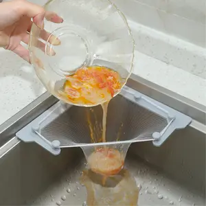 Triangle Tri-Holder Filter with 100 pcs Sink Strainer Bag, Corner Sink Strainer Basket, Sink Garbage Storage Rack Holder, Sink Filter Net, Mesh Bag for Kitchen Waste Leftover.