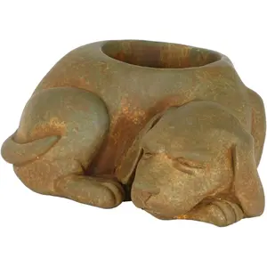 Classic Home and Garden Cement Buddies Indoor/Outdoor Planter with Drainage Hole — Sleeping Dog