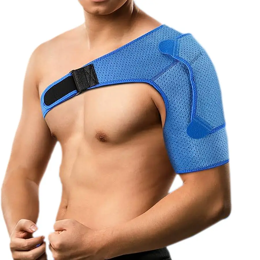 Adjustable Padded Shoulder Support Brace with Reinforced Pressure Pad, Breathable Compression Wrap for Shoulder Pain Relief, Hot & Cold Therapy Compatible for Sports & Daily Use, Multifunctional Shoulder Protector