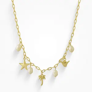 EVRY JEWELS Gold or Silver Plated Women's Hypoallergenic Tropical Bliss Necklace