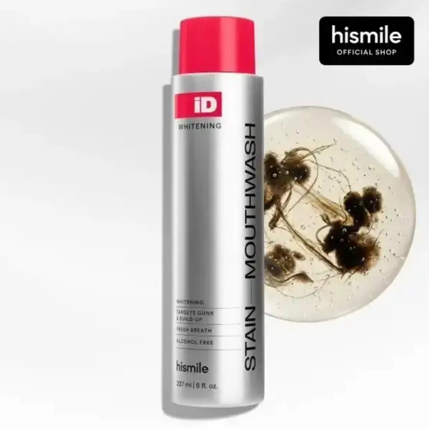 Hismile iD Stain Whitening Mouthwash 237ml | Teeth Whitening, Freshens Breath with Essential Oils