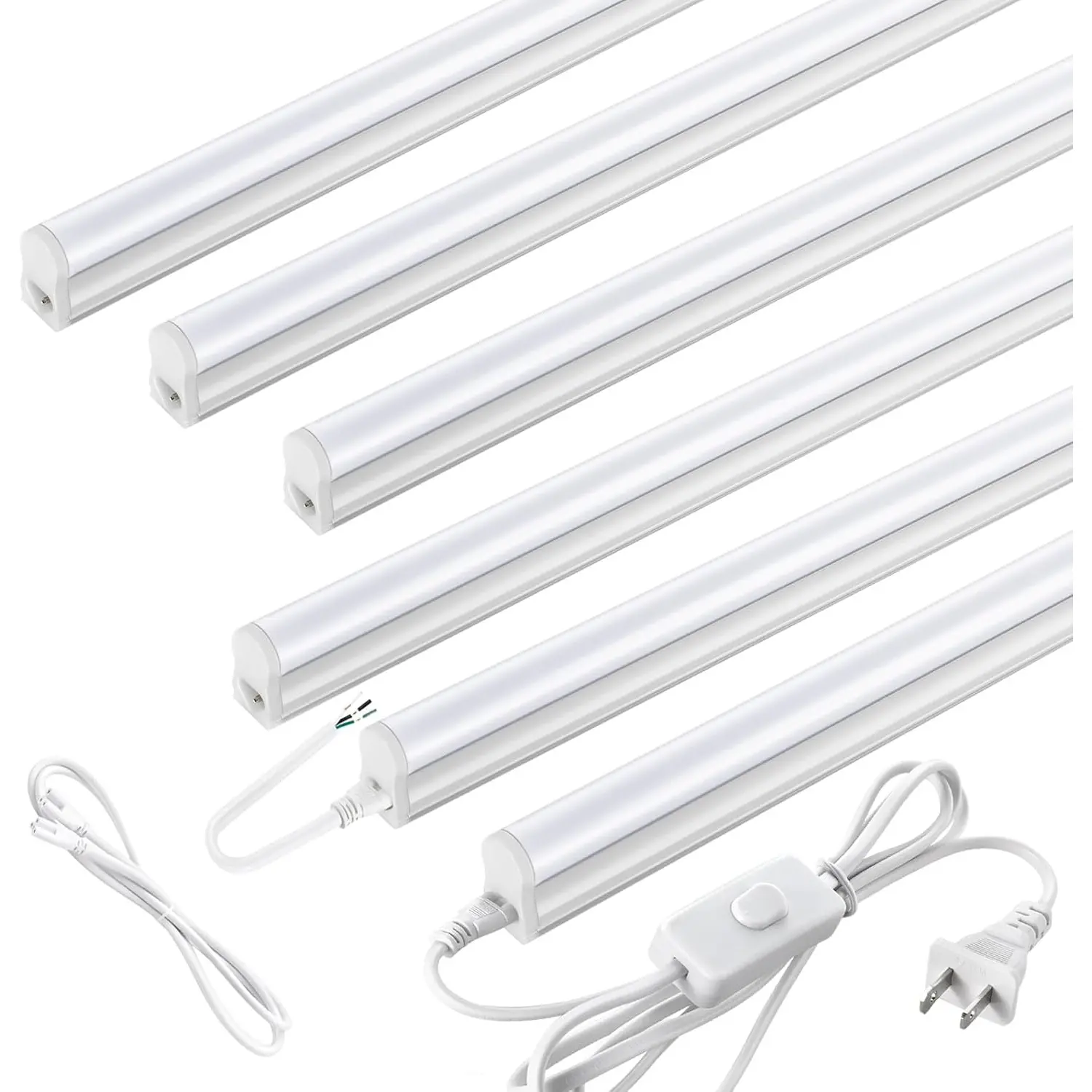 Pak 4FT LED Shop Lights, 2300LM 6500K Cool White, 20W Energy-Saving Super Bright Linkable T5 Ceiling and Under Cabinet Lighting Fixture for Garage, Workshop, Basement, Warehouse, FCC Certified, 6 Pack