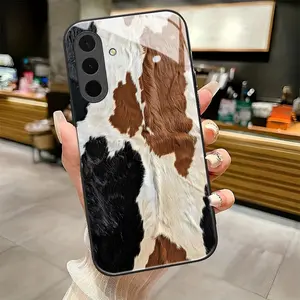 Cowhide Tapestry pattern Black Frame Glass Phone Case suitable for Samsung Galaxy A36 A12 A13 A14 A15 A16 A23 A24 A25 A26 A32 A33 A34 A35 4G 5G new model Individual Design,Unique Phone Case，ideal holiday gift