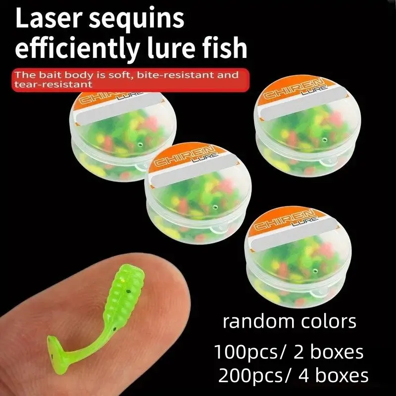 100pcs/ 2 boxes and 200pcs/ 4 boxes laser- cut reflective fish attractant soft micro lure Fishing Lures Fishing Equipment