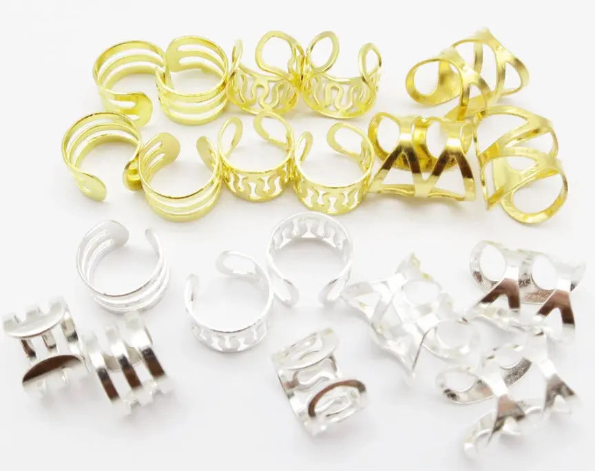10Pcs or 20pcs Gold/Silver Adjustable Hair Dread Braids Dreadlock Locs Medium Cuffs Clips