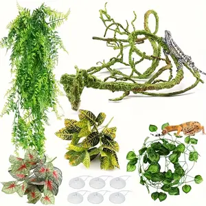 Reptile Plants, Terrarium Hanging Plant Vines Artificial Leaves Reptile Hide, Leopard Gecko Tank Accessories, Terrarium Decorations for Bearded Dragon Lizard Snake Geckos Chameleon