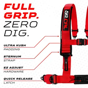 50 Caliber Racing EZ-Adjust 4 & 5 Point Harness with Ultra Kush Padding & Quick Release Latch for Race-Ready Comfort