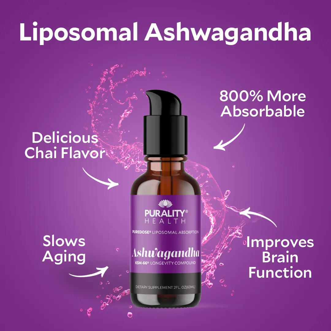 Purality Health Liquid Ashwagandha with KSM-66 - Formula for Stress Relief, Brain Improvement & Hormone Balance – Non-GMO, Gluten-Free.