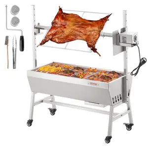 VEVOR Electric BBQ Rotisserie Grill Kit, 56 Inch 132 lbs Capacity, Automatic 52W Motor Height Adjustable Universal Roaster Stand, Stainless Steel Grilling Kit, Spit Rod with Heat Shield for Pig LambVEVOR Super Brand Day