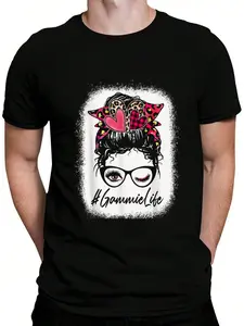 100% Cotton Messy Bun Gammie Life Bleached GammieLife Mothers Day T-Shirt Women's Men's Graphic Tee Crew Neck summer vacation Tops