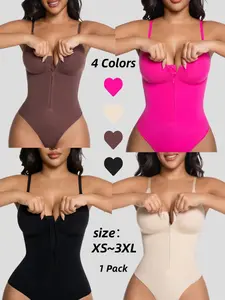 Seamless Cup One-Piece Thong Heart Neckline Women's Clothing Comfortable High Compression Bodysuits Shapewear Breathable Body Shaper Breathable Daily Abdominal Shaping Clothes