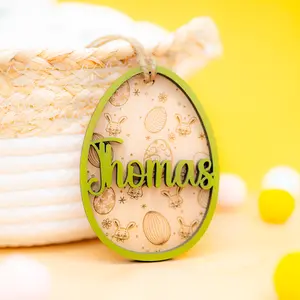 Personalized Wooden Easter Baskets Tag Custom Easter Tag Easter Basket Name Tags Bunny Basket Name Tags Easter Baskets Decoration for Boys Girls