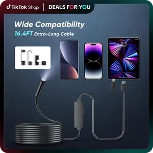 Nfutreon HD Endoscope Camera with Light 4.3" Screen Waterproof Snake Scope 16.4FT Extra Long Cable for Cars Pipes Home Repair Automotive Scan Tool