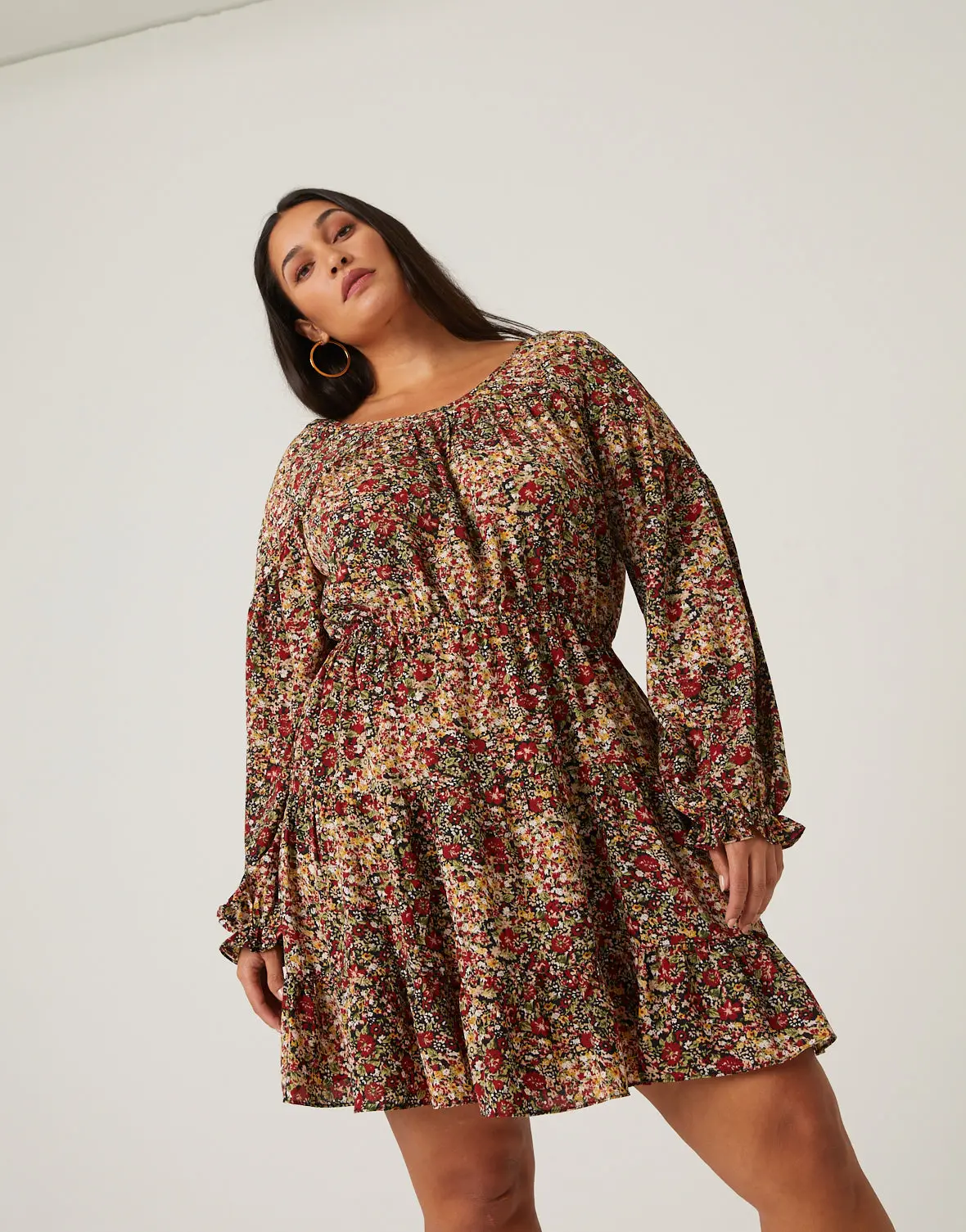 Plus Size Floral Skater Dress
