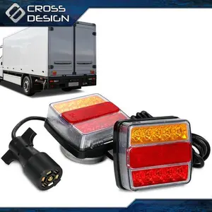 CROSSDESIGN Pair 25 LED Magnetic Trailer Towing Lights Kit w/ 24ft Cable & 7 Pin Plug