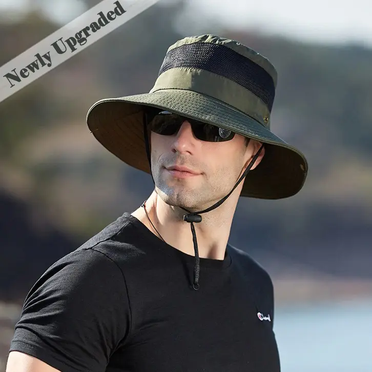 15cm Large Brim Sun Hat For Men Summer Face Neck Protection Breathable