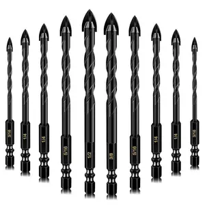 12 count Masonry Drill Bit Set, Professional Hex Shank Concrete Drill Bit Set, 3/16"-1/2" Cement Drill Bits with Tungsten Carbide Tip for Glass, Metal, Brick, Tile, Concrete, Plastic andSurfoze