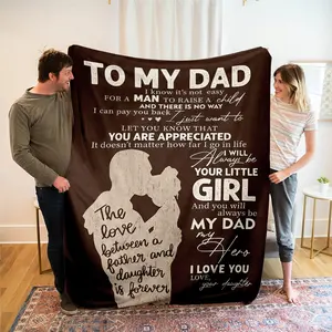 Dad Birthday Gifts from Daughter,Gifts for Dad from Daughter Blankets Birthday Present for Father from Kids,Best Presents for Father, Printed on One Side with a Plain White Back,Father's Day gift