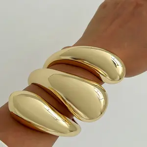 Jewelry Spiral Water Drop Opening Bracelet, Exaggerated Alloy Bracelet Set
