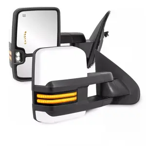 White Painted Power Heated Switchback Tow Mirrors For 2014-2018 Chevy Silverado GMC Sierra 1500 (Set of 2)