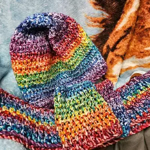 Hand Crocheted 3-Piece Set - Kids to Young Adult Size Hat, Fingerless Gloves and Scarf