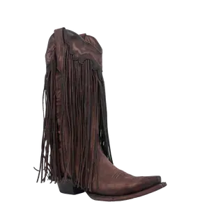 Circle G by Corral Ladies Fringed Brick Brown Snip Toe Western Boots L6088