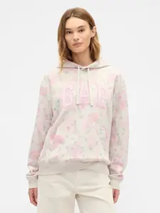Women Relaxed Gap Logo Hoodie - Pink Floral