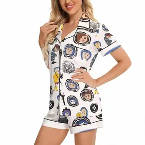 Unwind Studio Coraline Pajama Set for Women Short & Long Sleeve Cute Sleepwear 100% Polyester Herringbone Satin Lightweight Breathable Ultra Soft Fit - Loungewear