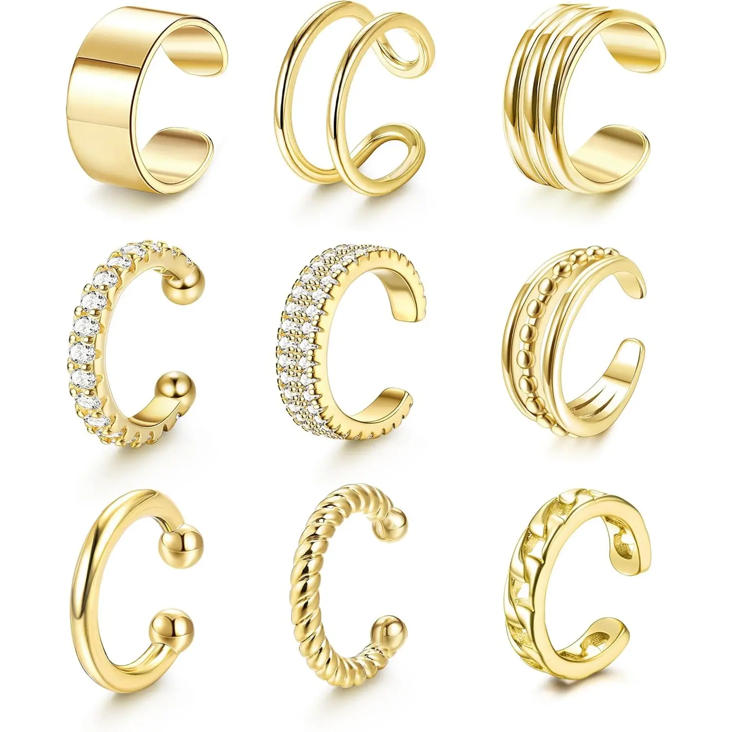MILACOLATO Ear Cuff Earrings for Women Non Piercing Gold Plated Ear Cuffs 14k Plated gold  Ear Cuff for Non Pierced Ears Clip on Cartilage Earring Fake EarringsLightweight