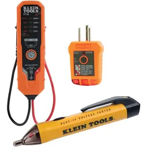 80077 Voltage Test Kit, Electronic AC/DC Tester, GFCI Outlet Tester and Non-Contact Test Pen, 3-Piece