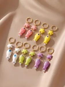 Ocean Wind Colorful Starfish Fish Earrings for Women, Daily Vacation Wear, Cute Jewelry Accessory, Perfect Gift Idea