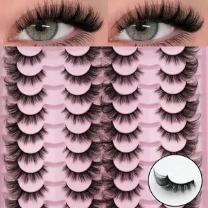 20 Pairs 3D Fluffy False Eyelashes, Soft Lightweight Natural Curled Long Lashes, Reusable Strip Lashes for Beginners Daily Makeup