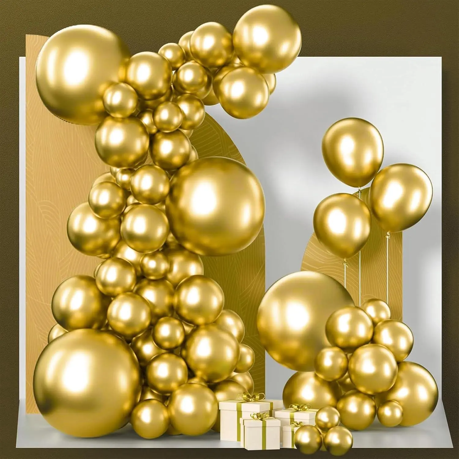 Gold Balloons 152Pcs Different Sizes Of 18 12 10 5 Inch Gold Balloon Arch Kit Garland For Birthday Wedding Anniversary Baby Shower Graduation Retirement Casino Party Decorations Gold-G101
